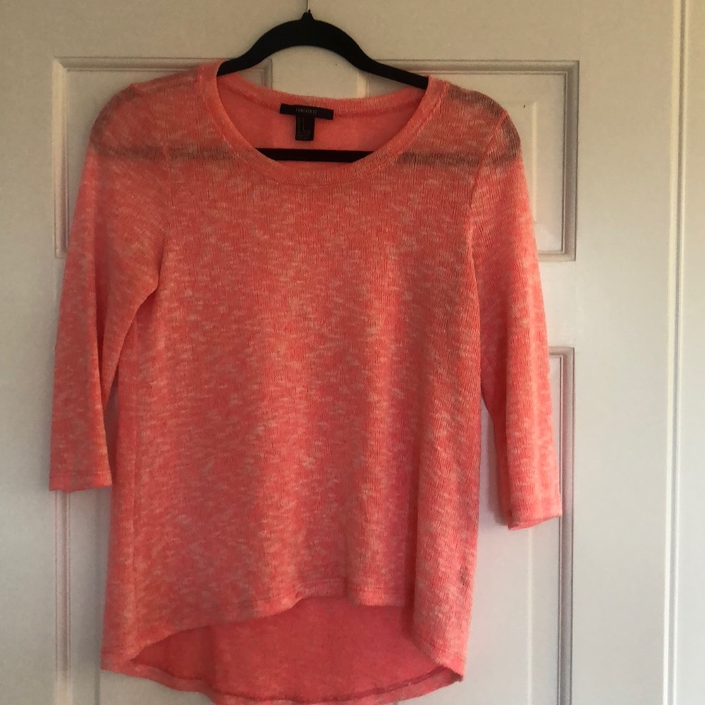 Pink and white heather top